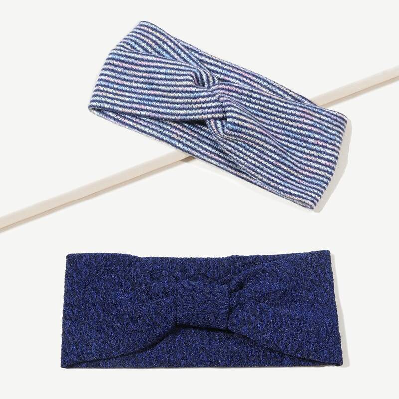 

2pcs Striped Knot Decor Headband, Multicolor