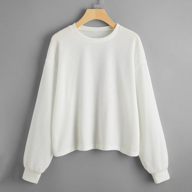 

Solid Knit Oversized Sweater, White