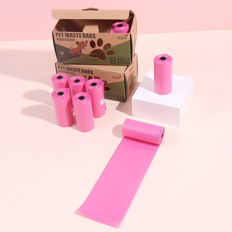 

8rolls Degradable Dog Waste Bag, Hot pink