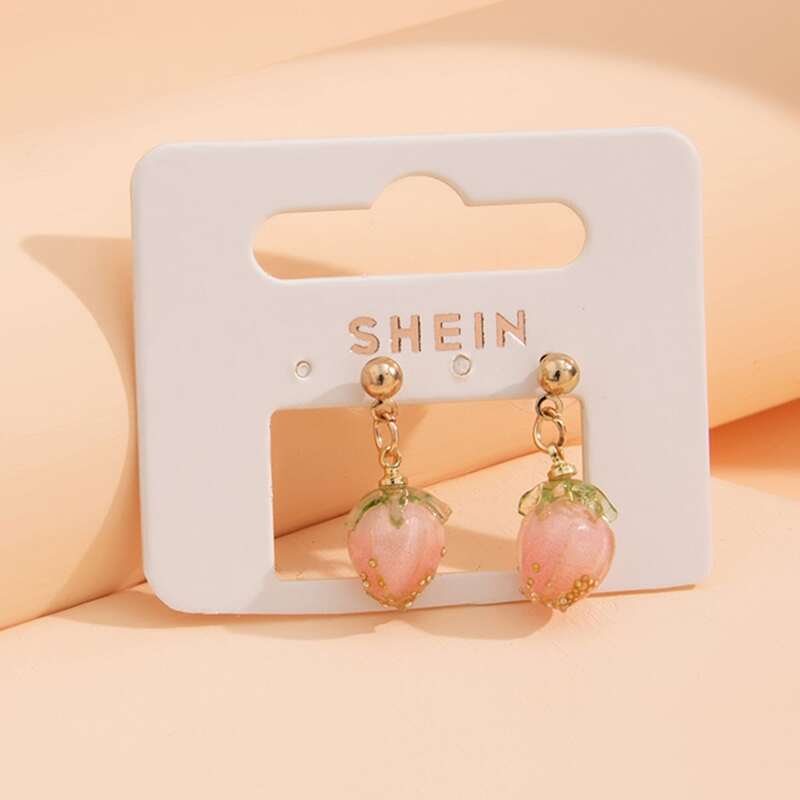 

Strawberry Design Earrings, Baby pink