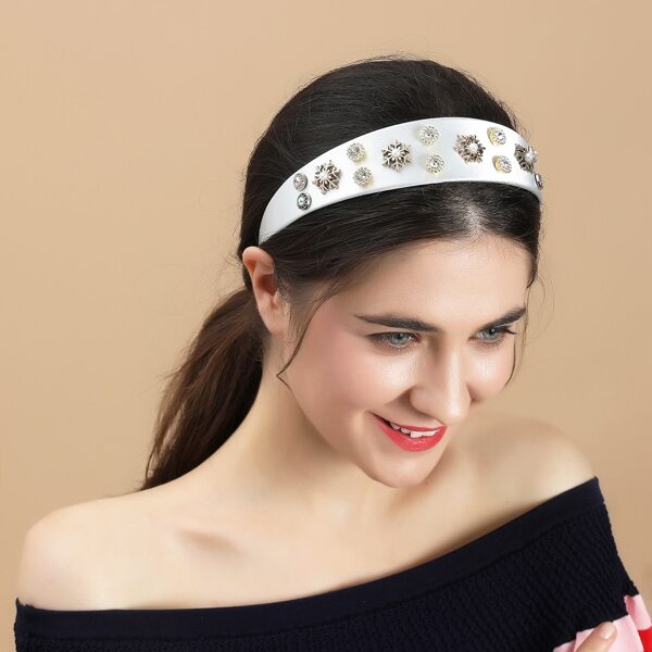 

Faux Pearl Rhinestone Hair Hoop, White