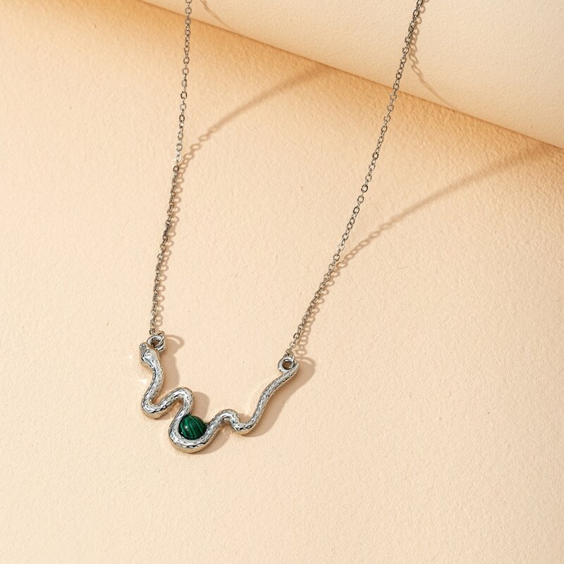 

Snake Pendant Necklace, Silver