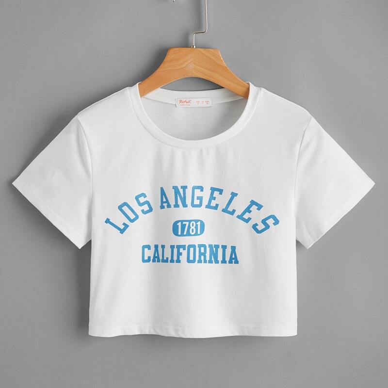 

Letter Graphic Crop Tee, White