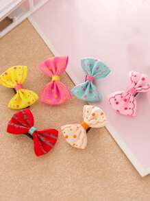 6入組蝴蝶結裝飾狗狗髮夾 - 彩色 - 查看 1