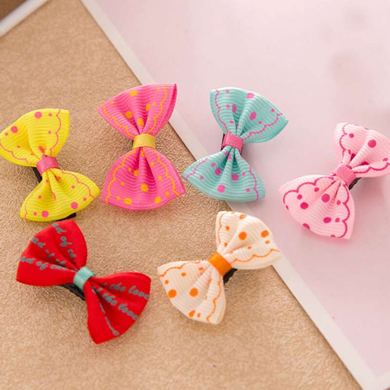 

6pcs Bow Decor Dog Hair Clip, Multicolor
