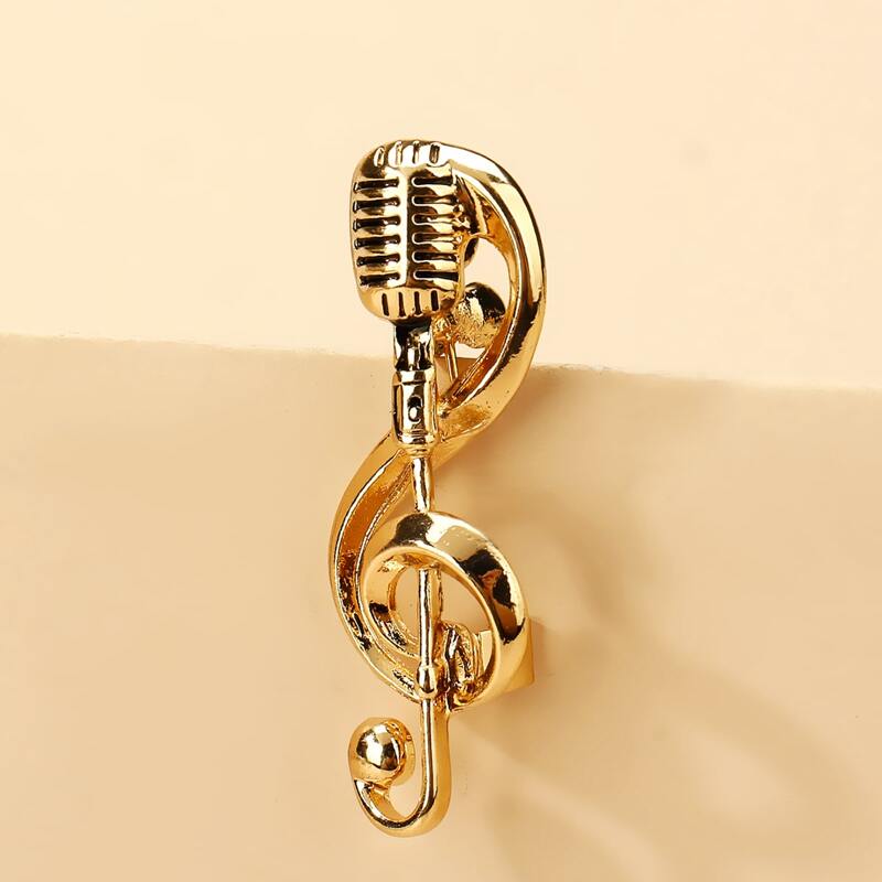 

Music Note Design Brooch, Gold