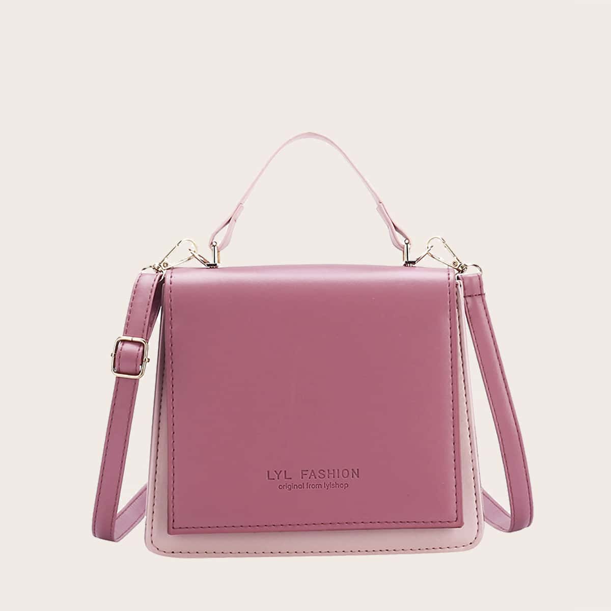 

Colorblock Flap Satchel Bag, Pink