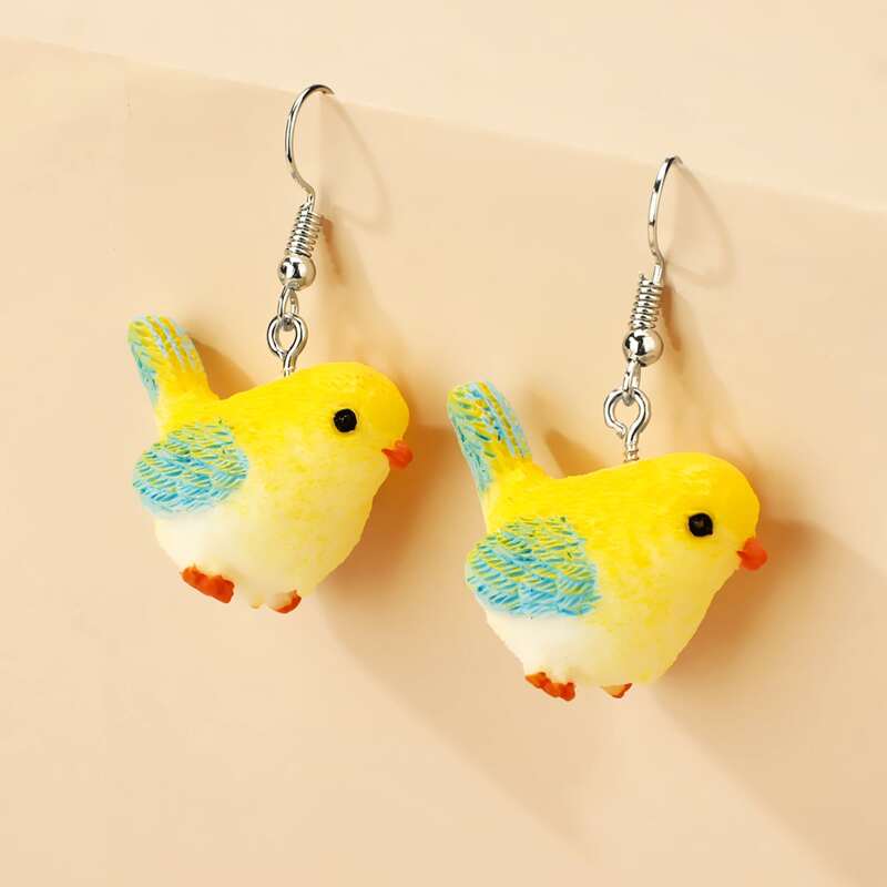

Cartoon Bird Drop Earrings, Yellow