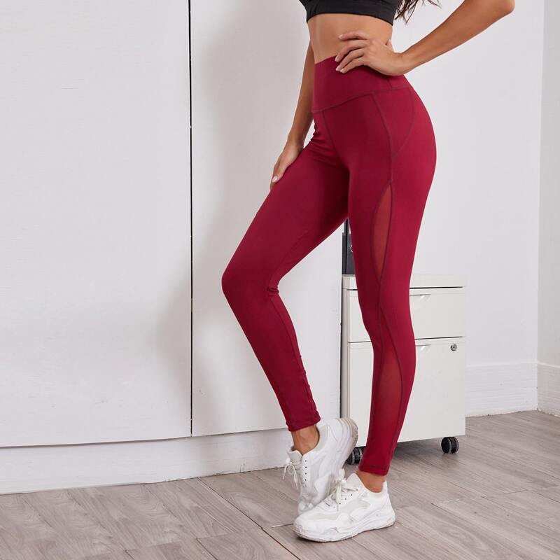 

Topstitching High Waist Sports Leggings, Burgundy