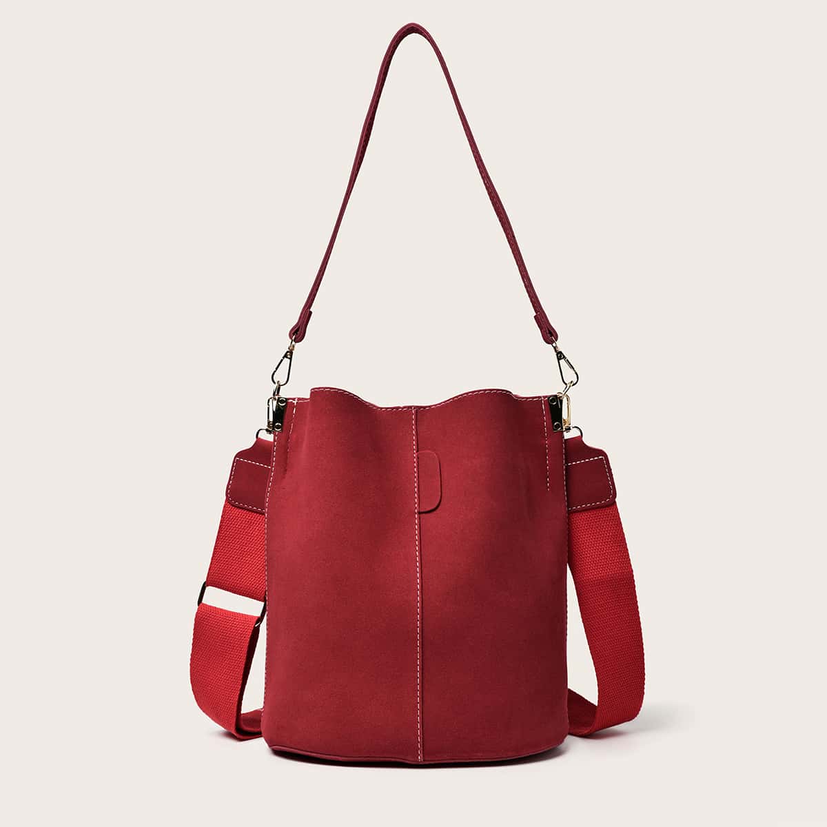 

Solid Bucket Bag, Red
