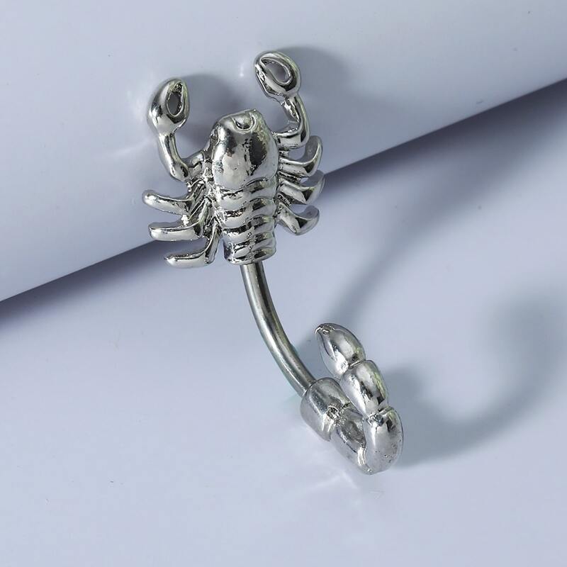 

Scorpion Design Belly Bar, Silver