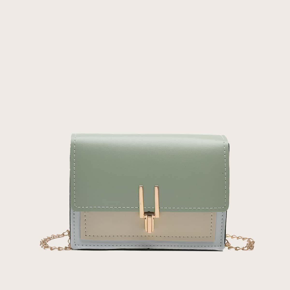 

Colorblock Chain Crossbody Bag, Multicolor