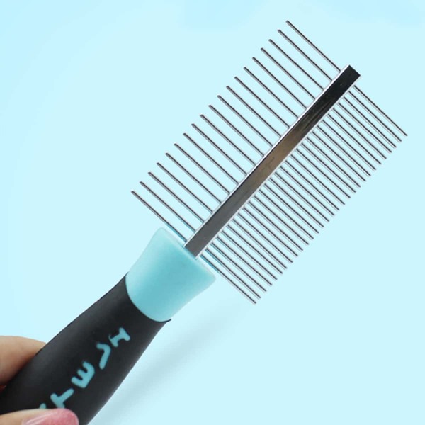 

Stainless Steel Dog Grooming Comb, Blue