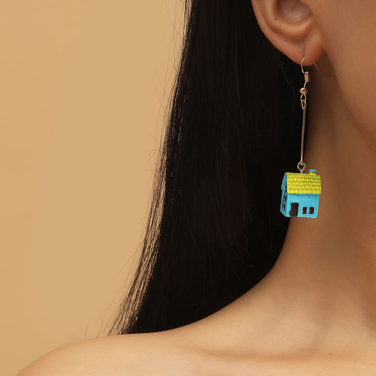 

House Charm Drop Earrings, Multicolor