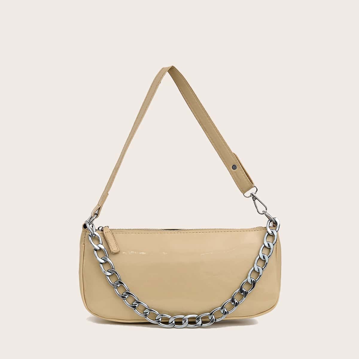 

Solid Chain Baguette Bag, Yellow