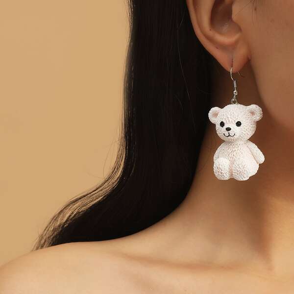 

Cartoon Charm Drop Earrings, White