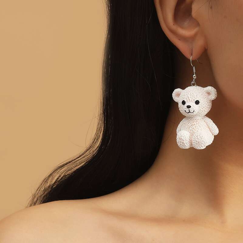 

Cartoon Charm Drop Earrings, White
