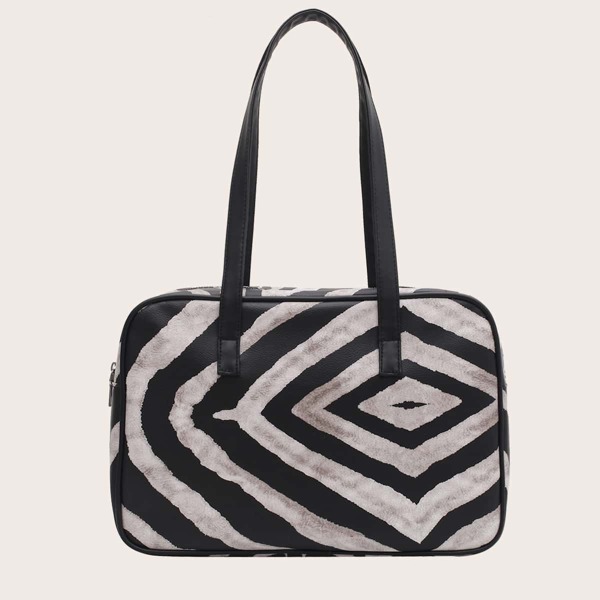 

Zebra Print Tote Bag, Black and white