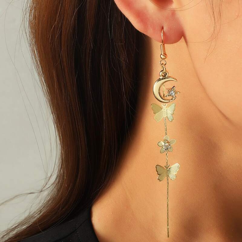 

Butterfly Decor Drop Earrings, Gold