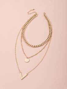 Collar a capas con diseño de disco - Amarillo Oro - Ver 1