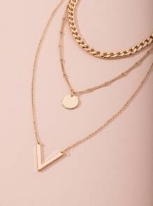 Collar a capas con diseño de disco - Amarillo Oro - Ver 2