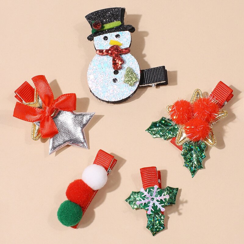 

5pcs Christmas Sequin Hair Clip, Multicolor