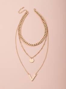 Collar a capas con diseño de disco - Amarillo Oro - Ver 3