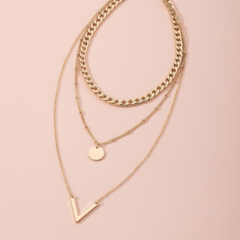 

Disc Charm Layered Necklace, Gold