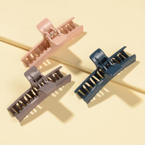

3pcs Plain Hair Claw, Multicolor