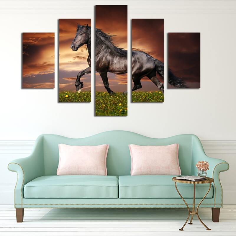 

5pcs Horse Print Wall Painting Without Frame, Multicolor
