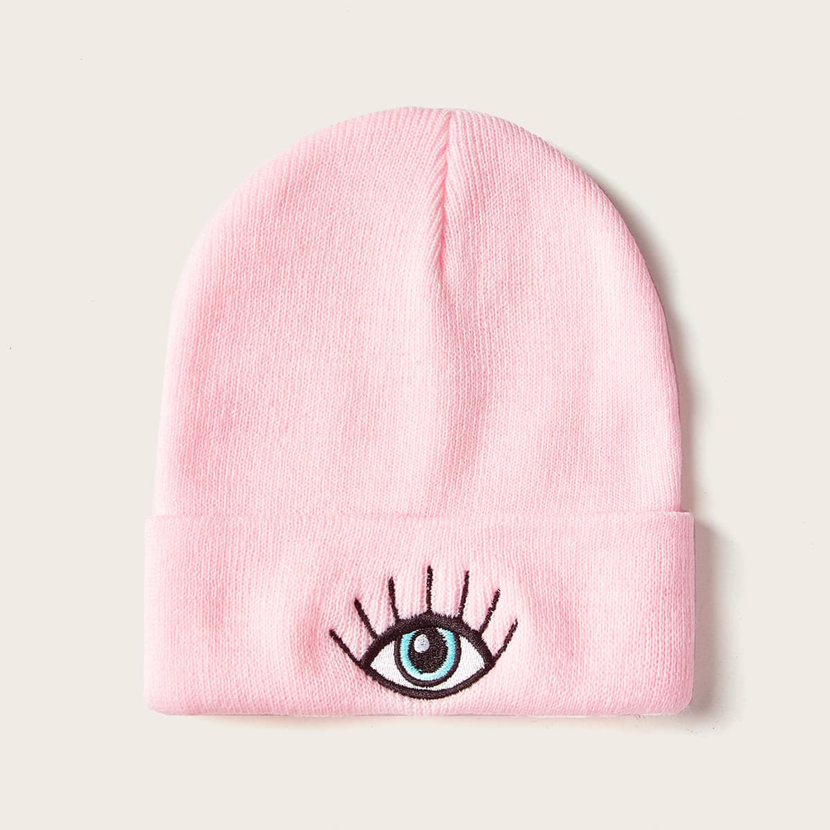

Eye Embroidered Beanie, Pink