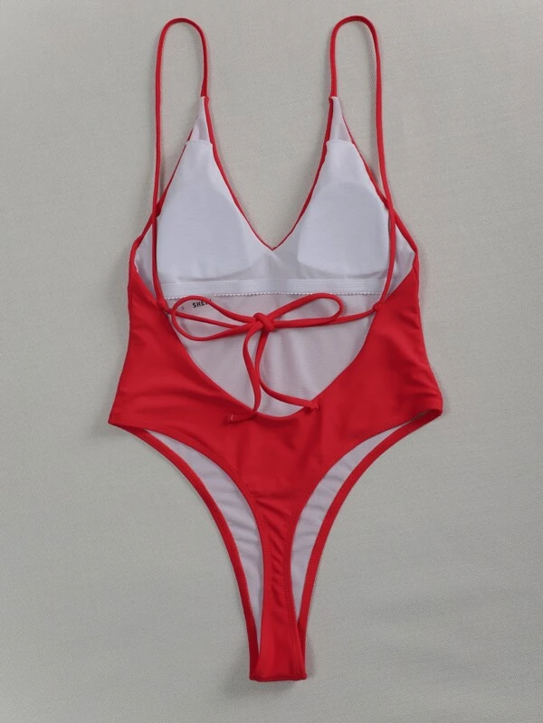 Cut Out Tie Back One Piece Swimsuit Shein Eur