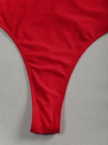 SHEIN Swim Cut-out Tie Back One Piece Swimsuit - Red - View 4