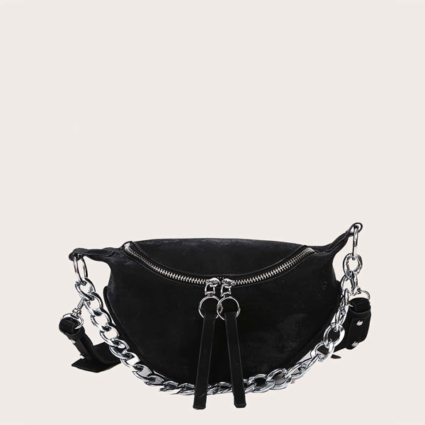 

Chain Decor Fanny Pack, Black