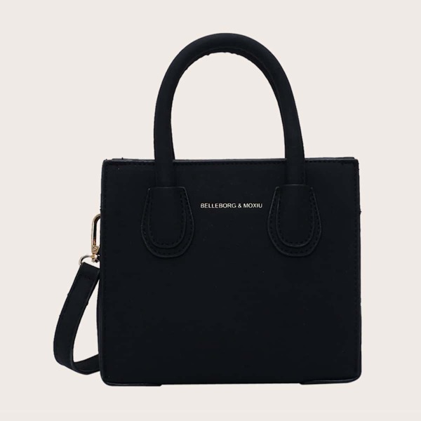 

Double Handle Satchel Bag, Black