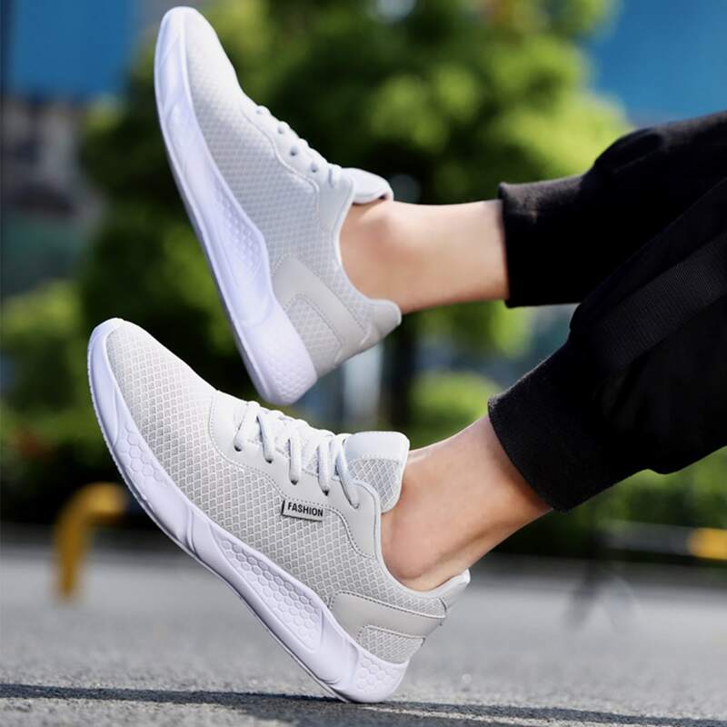

Guys Lace Up Front Low Top Mesh Sneakers, Grey