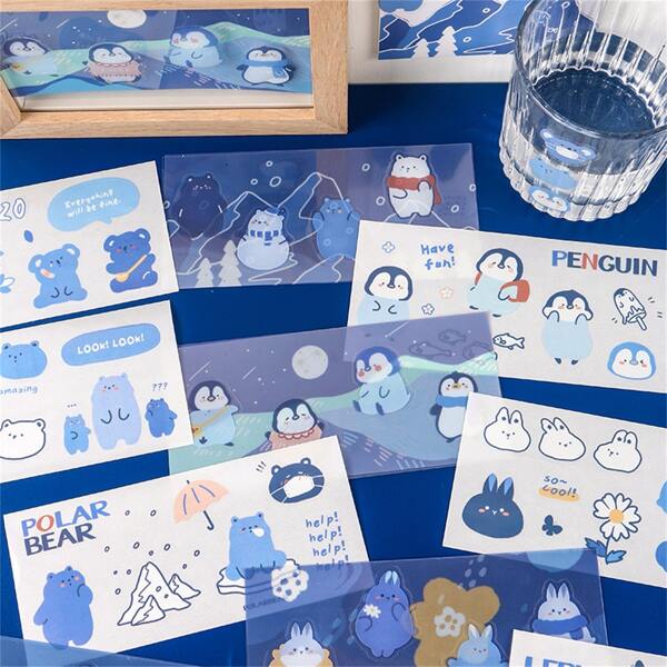 

4sheets Cartoon Graphic Random Sticker, Multicolor