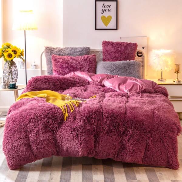 

Plain Plush Bedding Set Without Filler, Purple