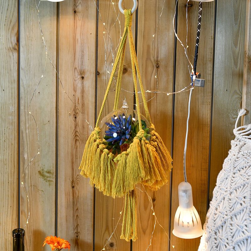 

1pc Woven Macrame Plant Hanger, Yellow