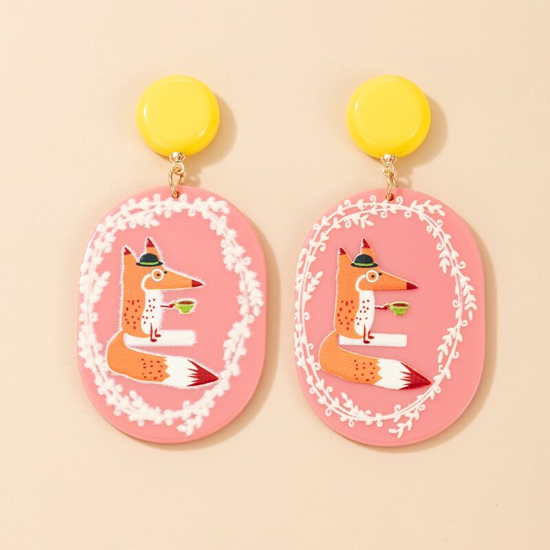 

Fox Design Geometric Charm Drop Earrings, Pink