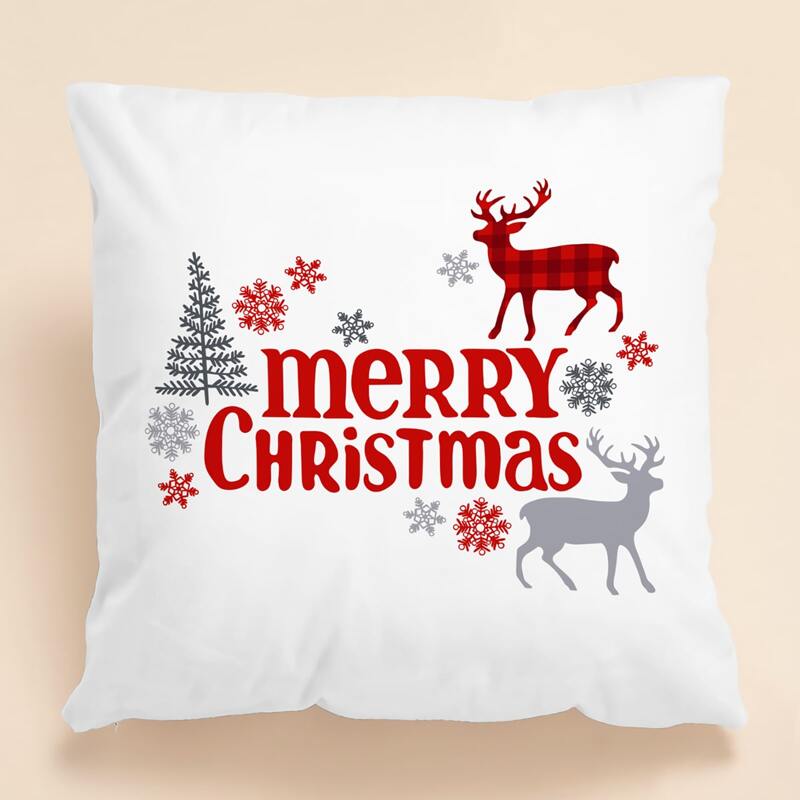 

Christmas Slogan Graphic Cushion Cover Without Filler, Multicolor