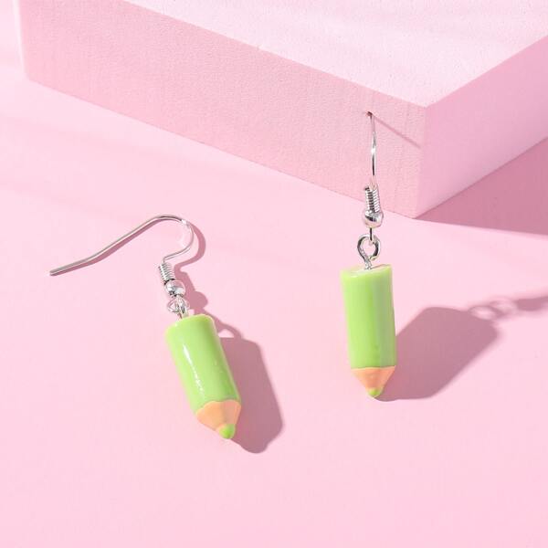 

Girls Crayon Drop Earrings, Green