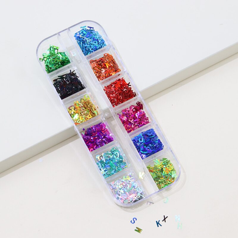 

1box Letter Design Nail Art Decoration, Multicolor