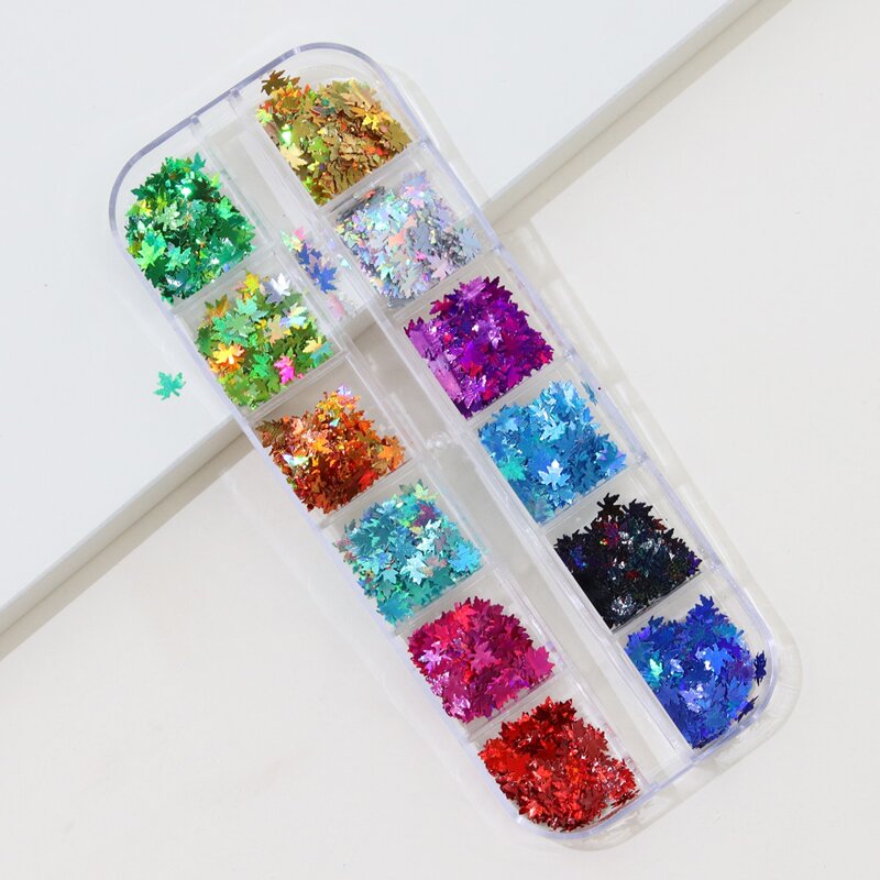 

1box Maple Leaf Design Nail Art Decoration, Multicolor