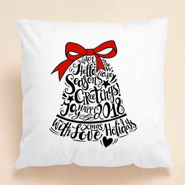 

Christmas Slogan Graphic Cushion Cover Without Filler, Multicolor
