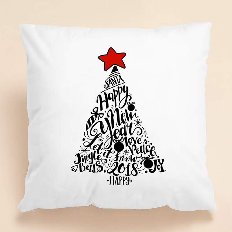 

Christmas Slogan Graphic Cushion Cover Without Filler, Multicolor