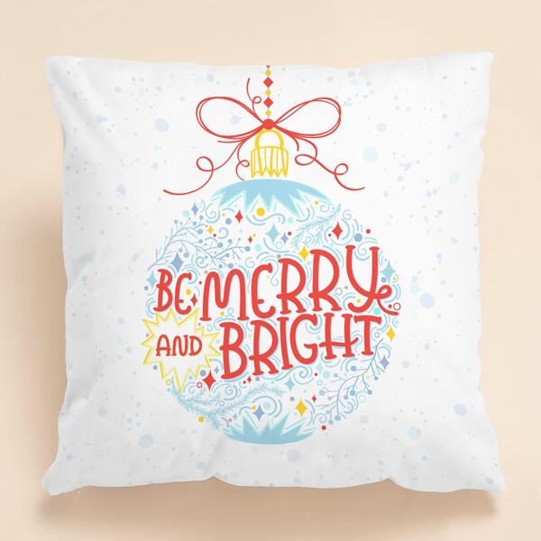 

Christmas Slogan Graphic Cushion Cover Without Filler, Multicolor