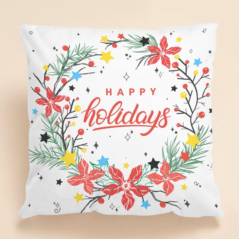 

Christmas Slogan Graphic Cushion Cover Without Filler, Multicolor