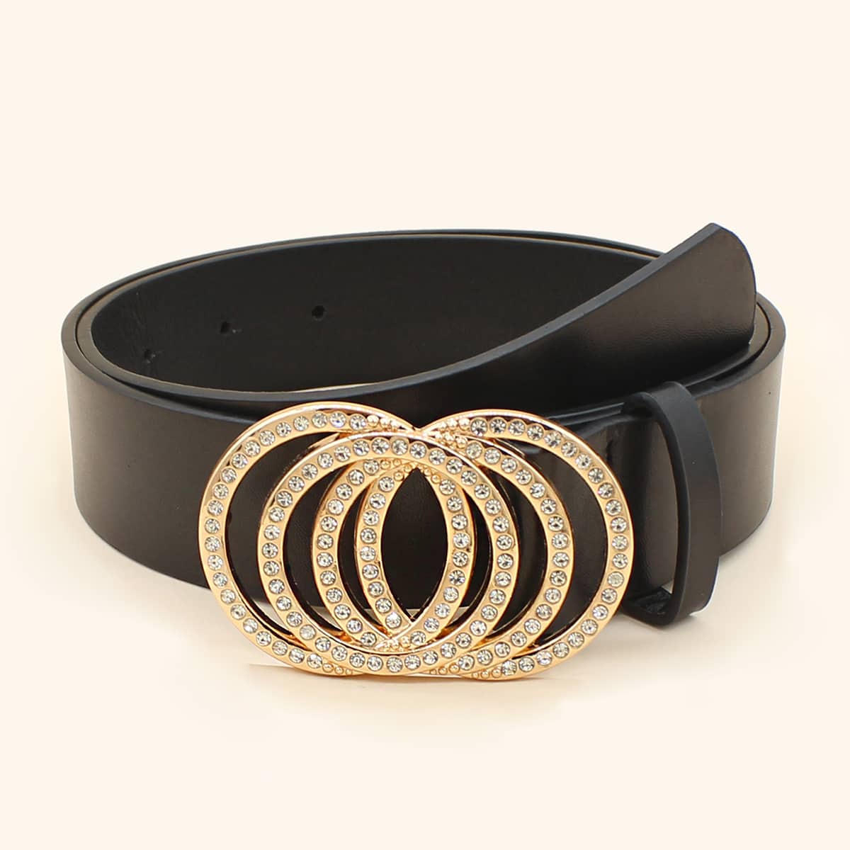 

Rhinestone Buckle Belt, Black