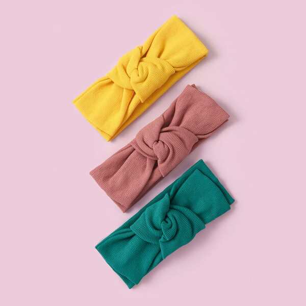 

3pcs Toddler Girls Plain Bow Decor Headband, Multicolor